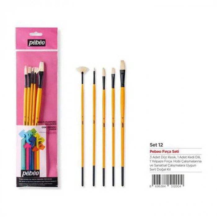 PEBEO SET-12  5Lİ  YAĞLI BOYA FIRÇA SETİ BEYAZ BRISTEL K