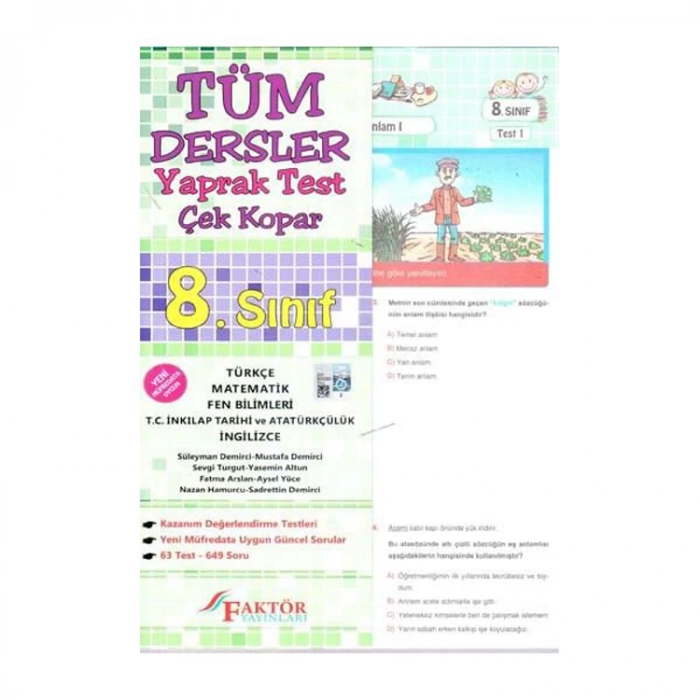 FAKTÖR 8. SINIF TÜM DERSLER YAPRAK TEST- ÇEK KOPAR