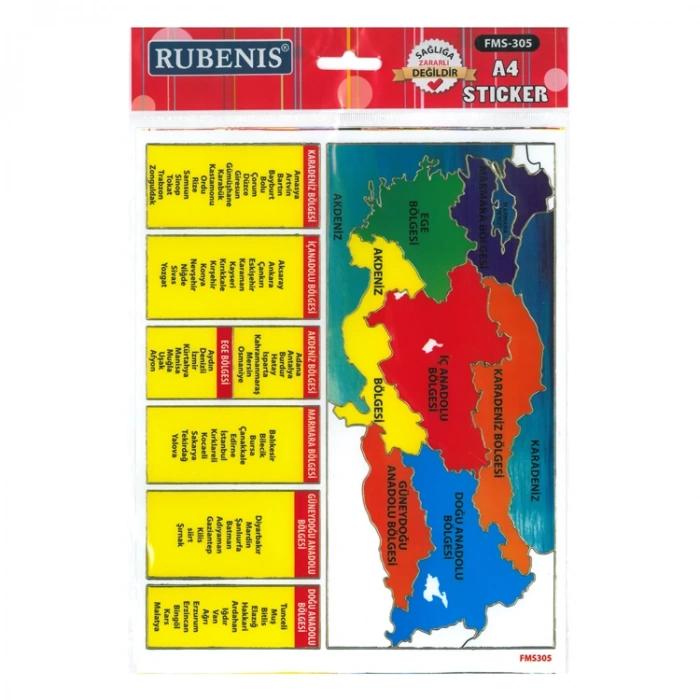RUBENİS TÜRKİYE 7 BÖLGELİ STİCKER