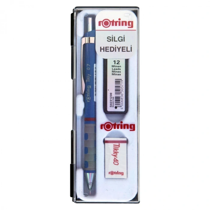 ROTRING TIKKY VERSATİL + MİN + SİLGİ 3LÜ OKUL SETİ - 0.7 mm  MAVİ