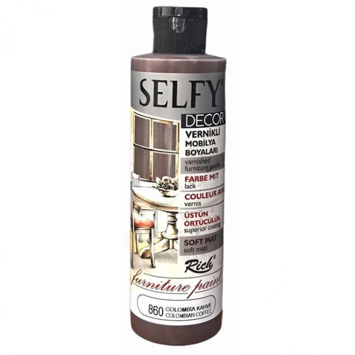 RİCH SLF-240-860 SELFY DECOR VERNİKLİ AKRİLİK BOYA 240cc.COLOMBİA KAHVE
