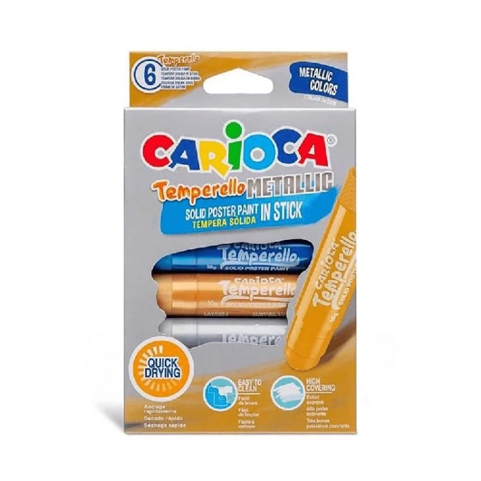 CARIOCA 42674 TEMPERELLO STICK METALİK RENKLER POSTER BOYAMA KALEMİ  6LI