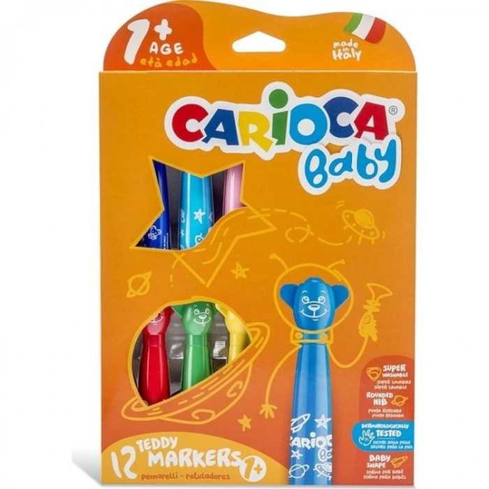 CARIOCA BABY 42816 TEDDY BABY JUMBO YIKANABİLİR KEÇELİ BOYA KALEMİ 12Lİ