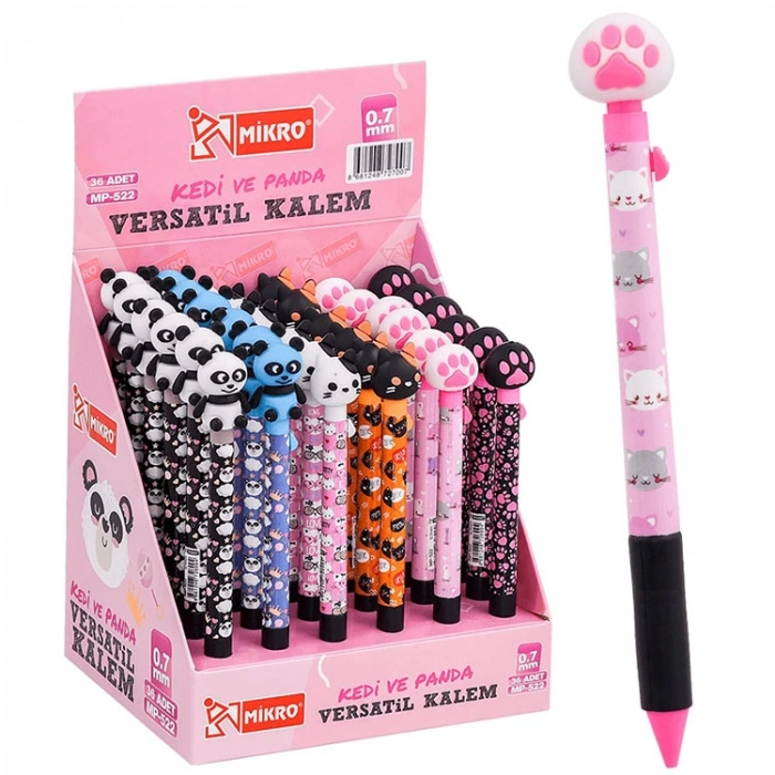 MİKRO MP-522  0.7mm VERSATİL KALEM KEDİ VE PANDA BAŞLIKLI