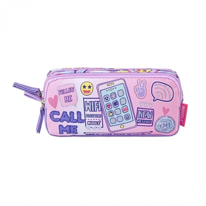MUGGLE MU-5753 CALL ME 2 BÖLMELİ KALEM ÇANTASI PEMBE