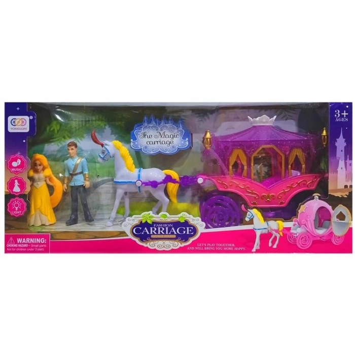 CANEM SS100A-B BEAUTIFUL CARRIAGE SESLİ IŞIKLI ATLI ARABA OYUN SETİ 3+