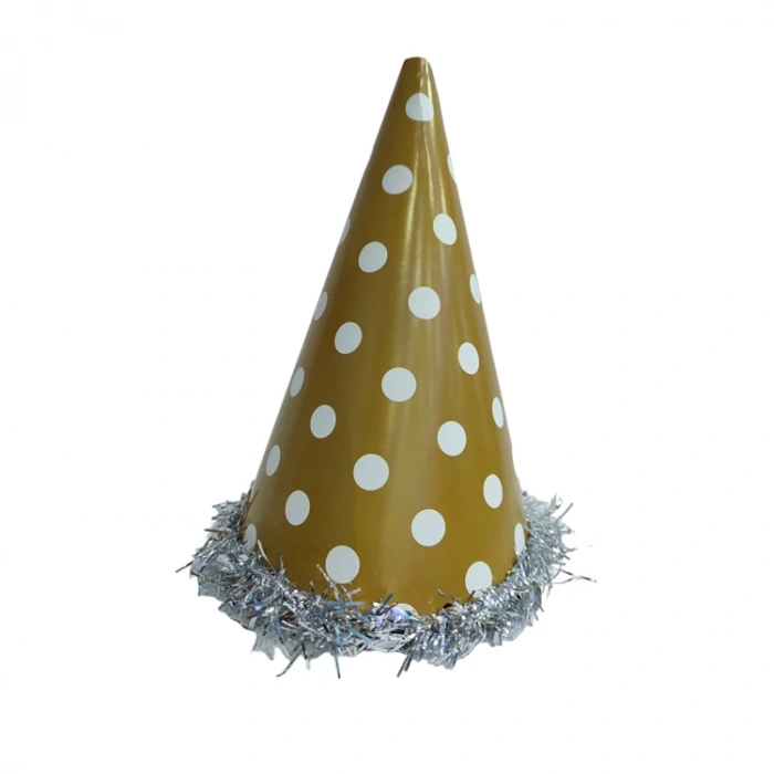 TEKNOPOİNT YILBAŞI  ŞAPKASI ALTIN BEYAZ PUANTİYELİ