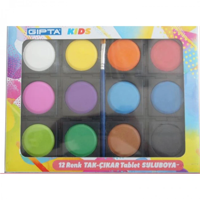 GIPTA K5030 SULU BOYA-TAK ÇIKART TABLET 45MM- 12 RENK
