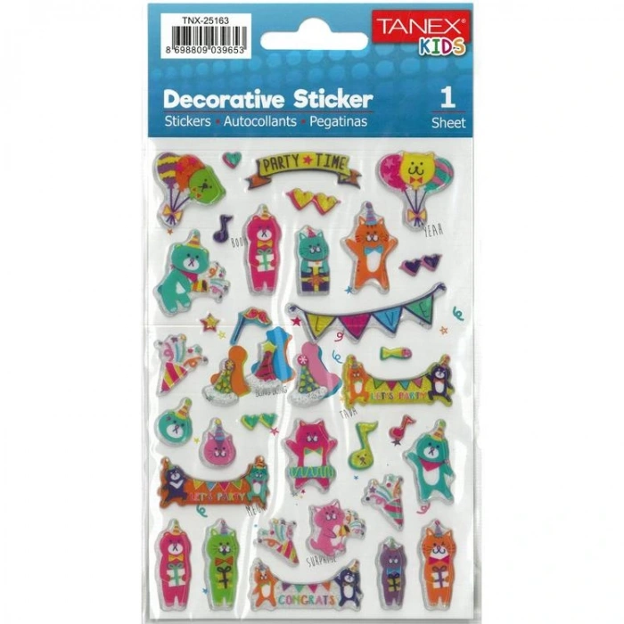 TANEX KIDS TNX-25163 DEKORATİF ETİKETLER - PUFFY RENKLİ DEKOR SERİSİ STICKER - TEKLİ