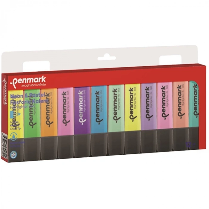 PENMARK HS-505-12NP 6 PASTEL+ 6 NEON 12Lİ FOSFORLU KALEM SETİ