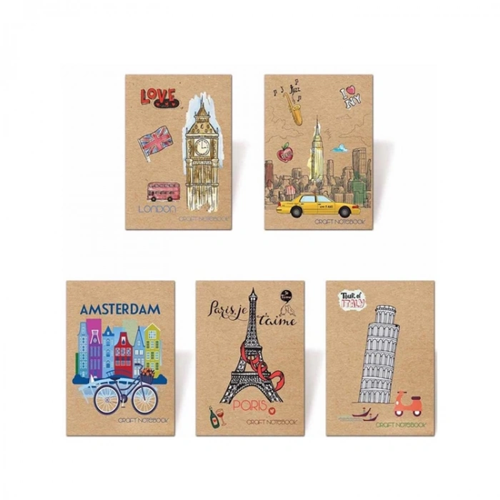 LİZY 20X28 KRAFT SERT KAPAK 3 AYRAÇLI DEFTER ÇİZGİLİ+KARELİ+DÜZ
