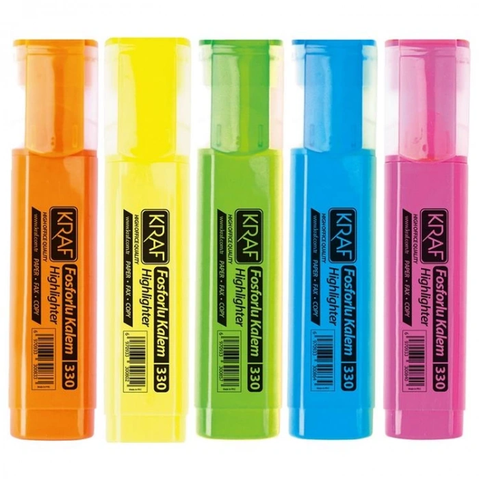 KRAF 330  NEON RENKLER 5li FOSFORLU KALEM