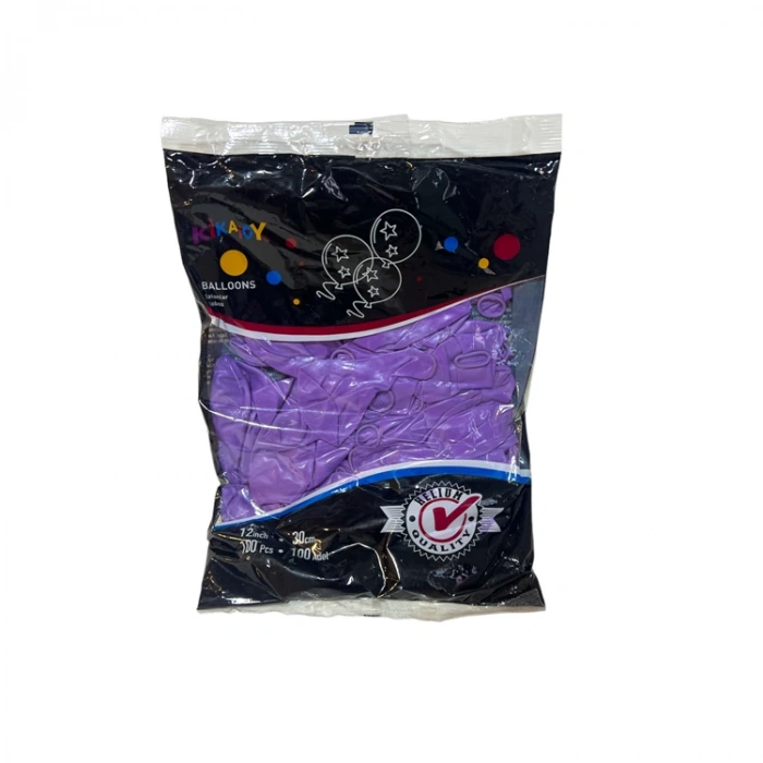 KİKA JOY BASKISIZ MOR BALON 100LÜ 12 İNCH