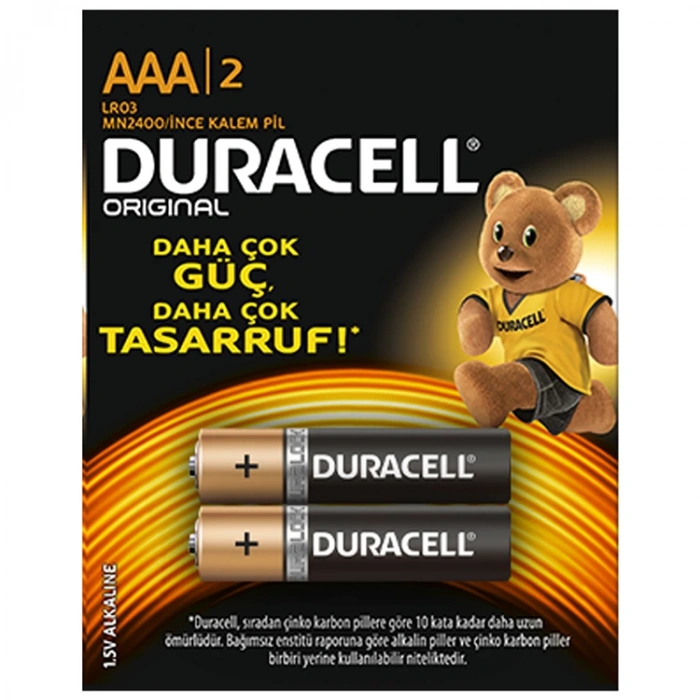 DURACELL AAA İNCE KALEM PİL 2Lİ KART - LR03/MN2400