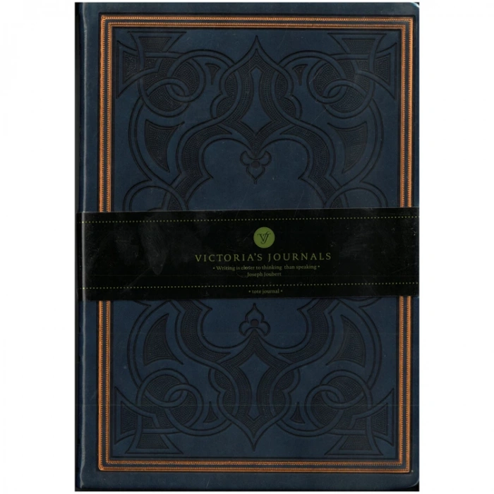 VICTORIAS JOURNALS 8684 VINTAGE OLD BOOK 14x20cm 80gr.160YP. ÇİZGİLİ DEFTER LACİVERT