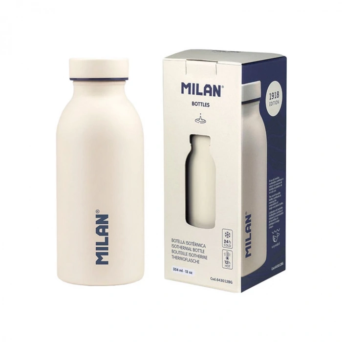MİLAN 643012BG 1918 PASLANMAZ İZOTERMAL ÇELİK MATARA 354ML BEYAZ