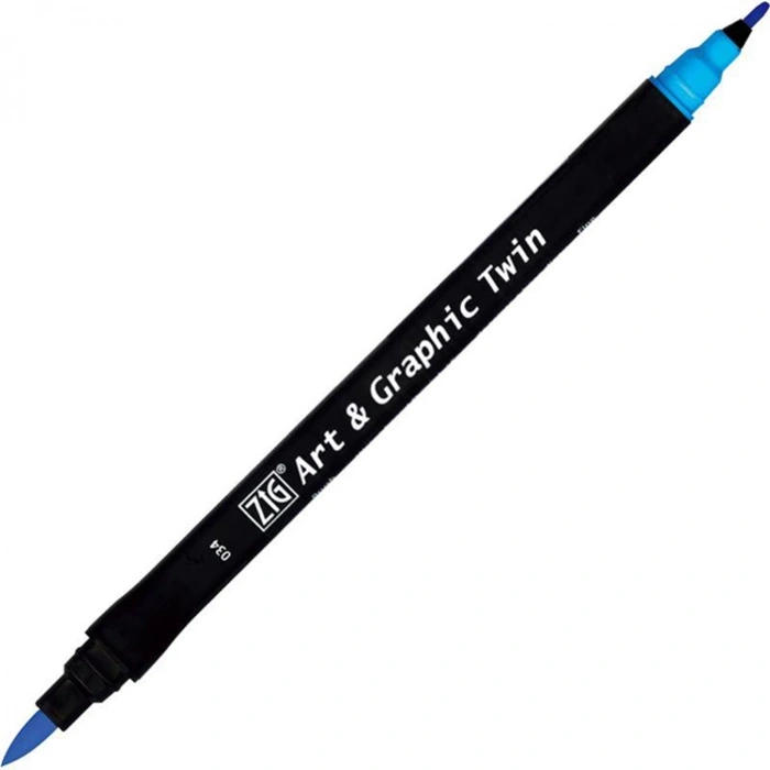 ZIG TUT-80 034 ART & GRAPHIC TWIN MARKER ÇİFT UCLU KALEMİ COBALT BLUE