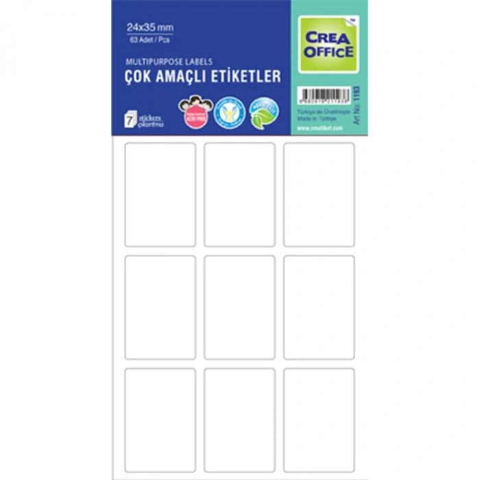 CREA OFC- 1193 24x35mm BEYAZ OFİS ETİKETİ 7Lİ (63)