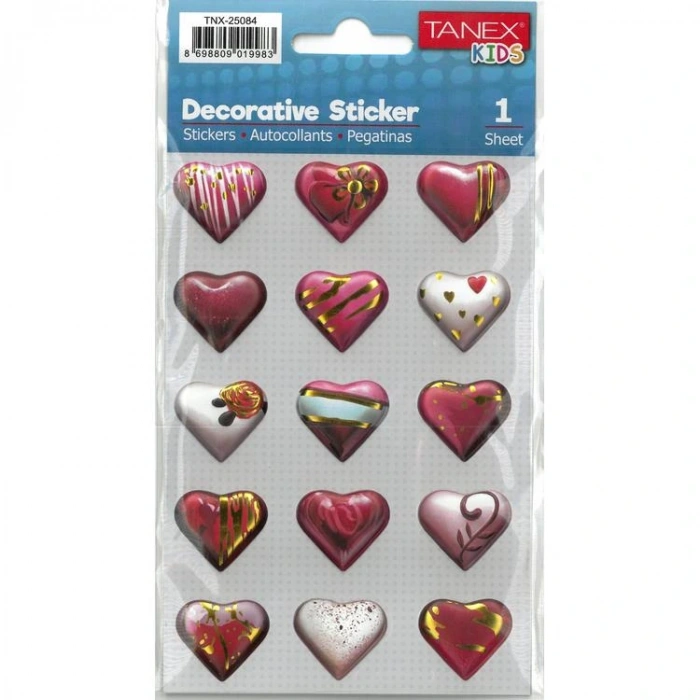 TANEX KIDS TNX-25084 DEKOTARİF ETİKETLER - KALP SERİSİ- 1 ADET