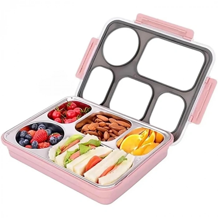 VAGONLİFE PASLANMAZ ÇELİK BÖLMELİ YEMEK KABI - LUNCH BOX  BL50122 1000 ML PEMBE