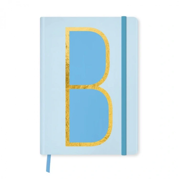 DEFFTER FABOOKS MONOGRAM HARF BASKILI LASTİKLİ SERT KAPAK ÇİZGİLİ DEFTER 168 SYF - B