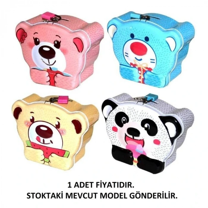 HUN BEST S-217 (13-13)  PANDA AYICIK KİLİTLİ METAL KUMBARA 3+ - TEKLİ