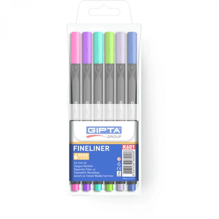 GIPTA K6010 0.4 FINELINER PVC BLISTER ÜÇGEN 6 RENK