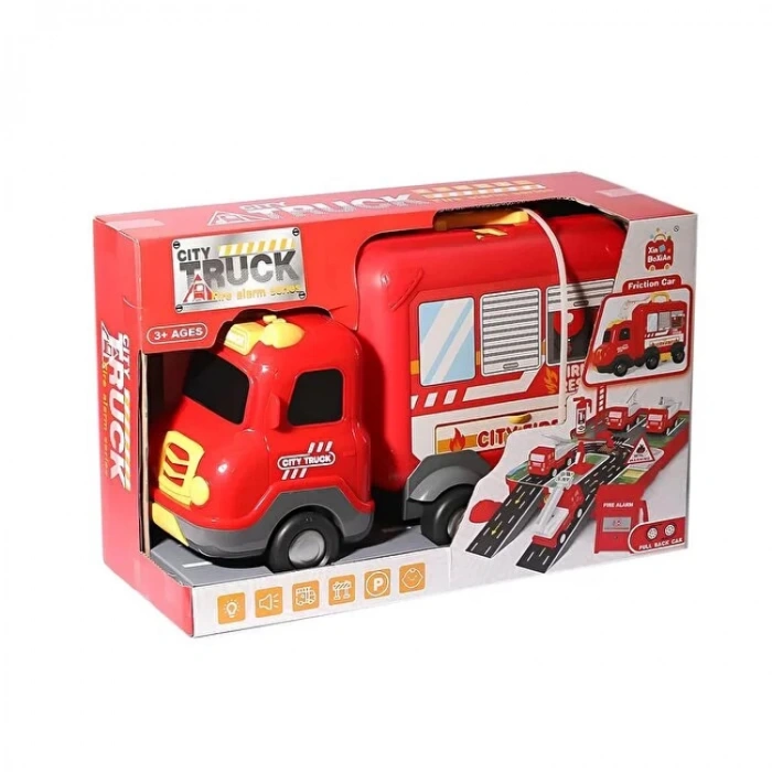 CANEM 0949 SÜRTMELİ SESLİ IŞIKLI 17 PARÇA İTFAİYE ARABASI SETİ