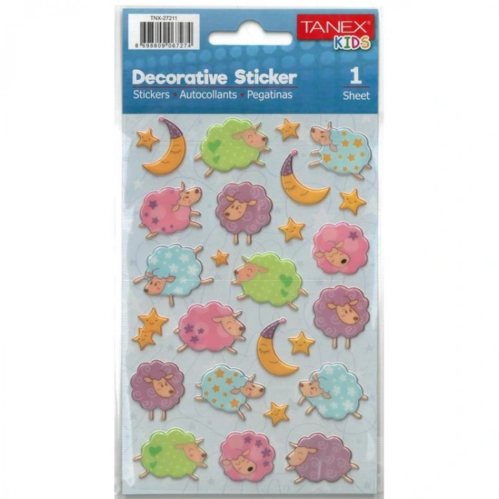 TANEX KIDS TNX-27211 DEKORATİF ETİKETLER - UYKUCU KOYUNLAR SERİSİ STICKER - TEKLİ