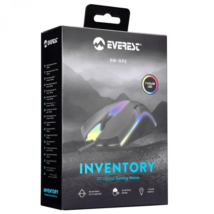 EVEREST SM-G52 USB IŞIKLANDIRMALI OYUNCU MOUSE SİYAH
