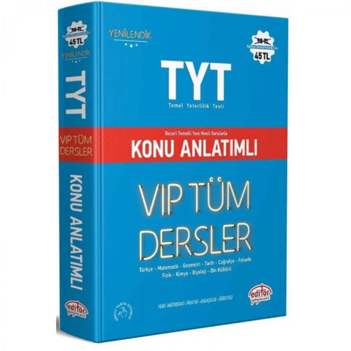 EDİTÖR TYT VIP TÜM DERSLER KONU ANLATIMLI MAVİ KİTAP