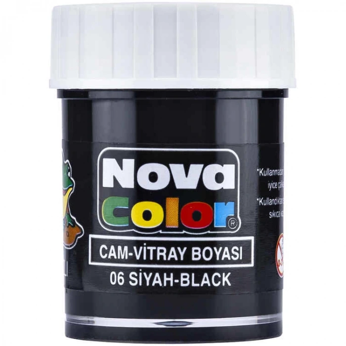 NOVA COLOR SİYAH 30 CC ŞİŞE SU BAZLI CAM BOYASI