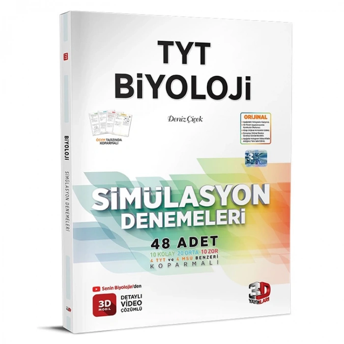 3D TYT BİYOLOJİ SİMÜLASYON 48Lİ DENEMELERİ 2023