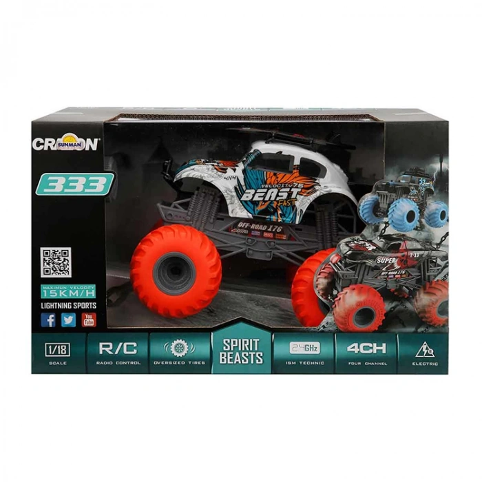 SUNMAN 333-19183B 1:18 DEV TURUNCU TEKER BEAST BEETLE USB ŞARJLI OFF-ROOD ARAÇ