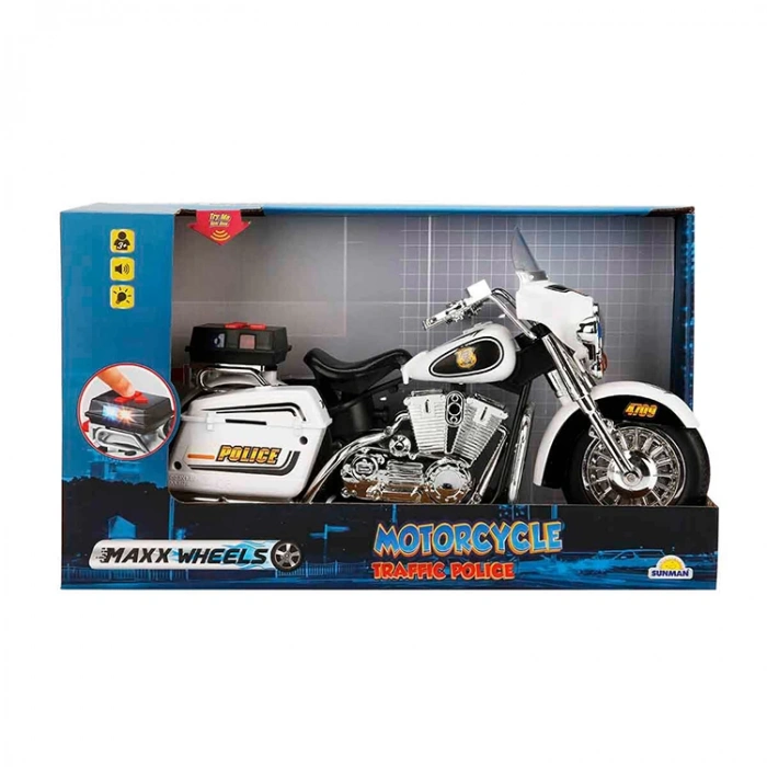 SUNMAN GY-816 MAX WHELLS SESLİ IŞIKLI VE PİLLİ POLİS MOTOSİKLETİ 34cm