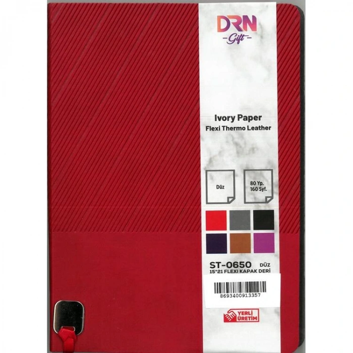 DRN GIFT ST-0650  15x21 FLEXI KAPAK DERİ MODEL 80 YP. ÇİZGİSİZ (DÜZ) DEFTER  -  TEKLİ