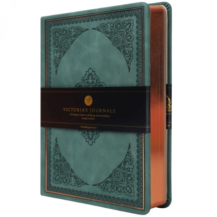 VICTORIAS JOURNALS 3479 VINTAGE OLD BOOK 12x17cm 80gr.128YP. ÇİZGİLİ DEFTER KOYU YEŞİL