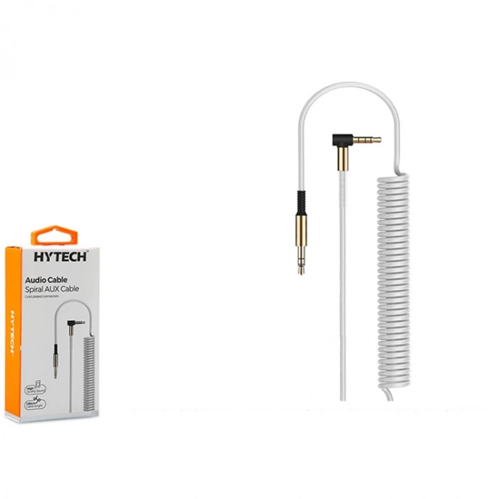 HYTECH HY-X76 1m BEYAZ L UÇLU 3.5mm STEREO SPİRALLİ SES KABLOSU