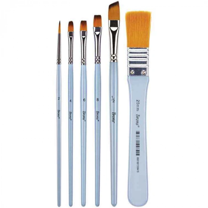 BRONS BR-2200 SENTETİK KIL FIRÇA SETİ SET-1  6LI