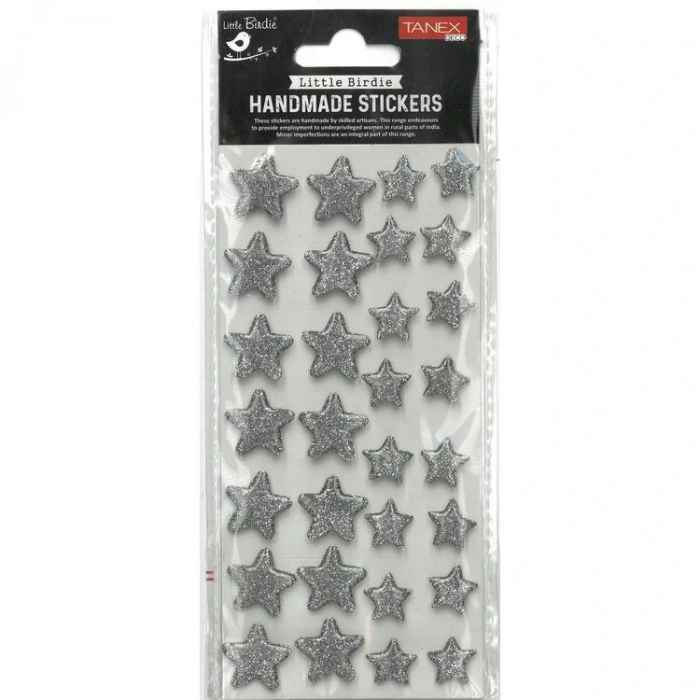 TANEX HANDMADE TNX-28015 DEKORATİF ETİKETLER - SİLİKON SILVER YILDIZ SERİSİ STICKER - TEKLİ