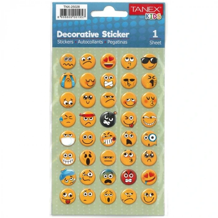 TANEX KIDS TNX-25028 DEKORATİF ETİKETLER - EMOJİ SERİSİ STICKER
