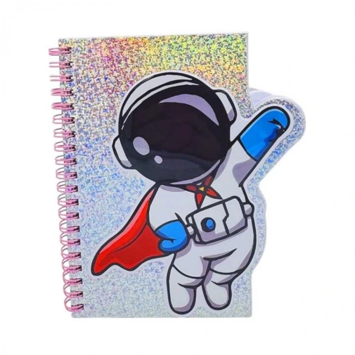 MİSYON MSY-5641 KABARTMALI KARAKTER ÖZEL KESİM ASTRONOT SPİRALLİ NOT DEFTERİ ÇİZGİLİ 120 SYF.