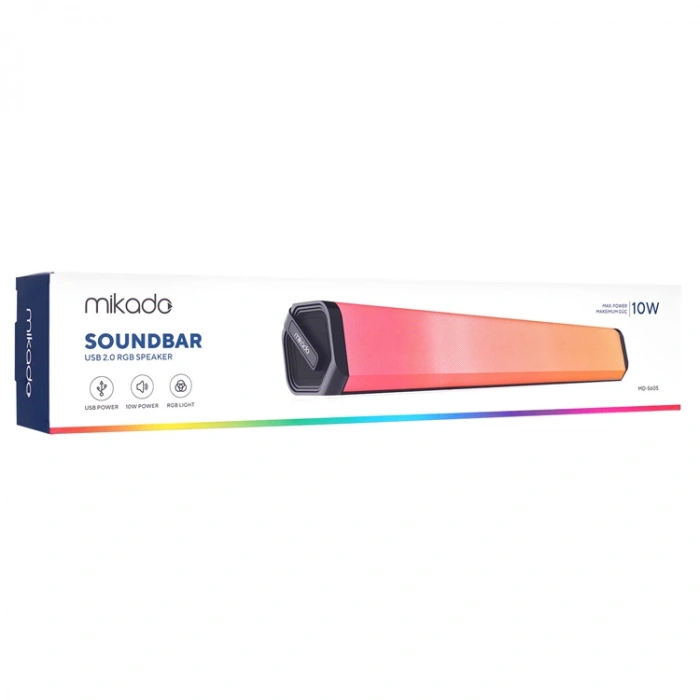 MİKADO MD-S605 2*2 5Wx2CH RGB LEDLİ OYUNCU SİYAH SOUNDBAR SPEAKER