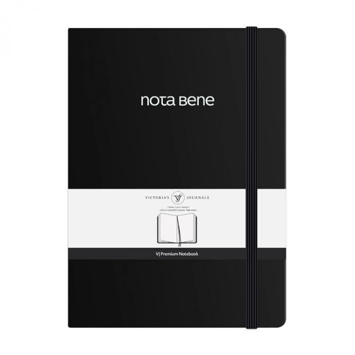 VICTORIAS JOURNALS NOTE BENE 9243 PREMIUM NOTEBOOK SERT KAPAK A4 100gr.192 SYF. ÇİZGİLİ DEFTER SİYAH