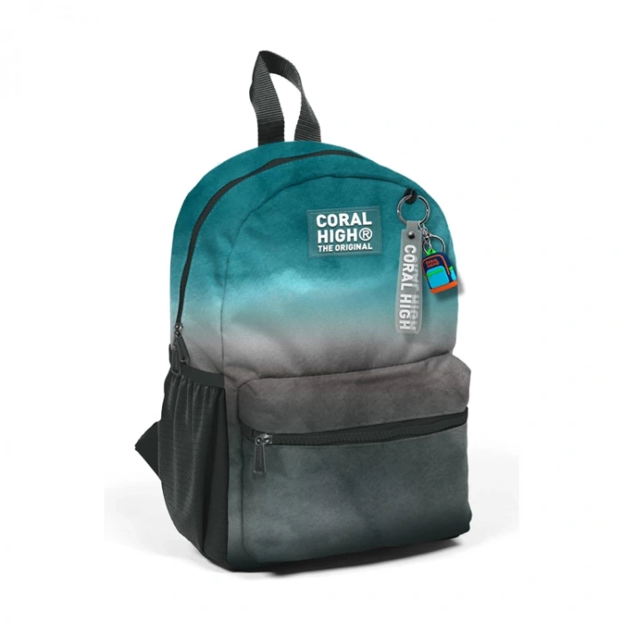 CORAL HIGH 23568 KIDS TURKUAZ GRİ BATİK DESENLİ İKİ BÖLMELİ MİNİK YUVA SIRT ÇANTASI