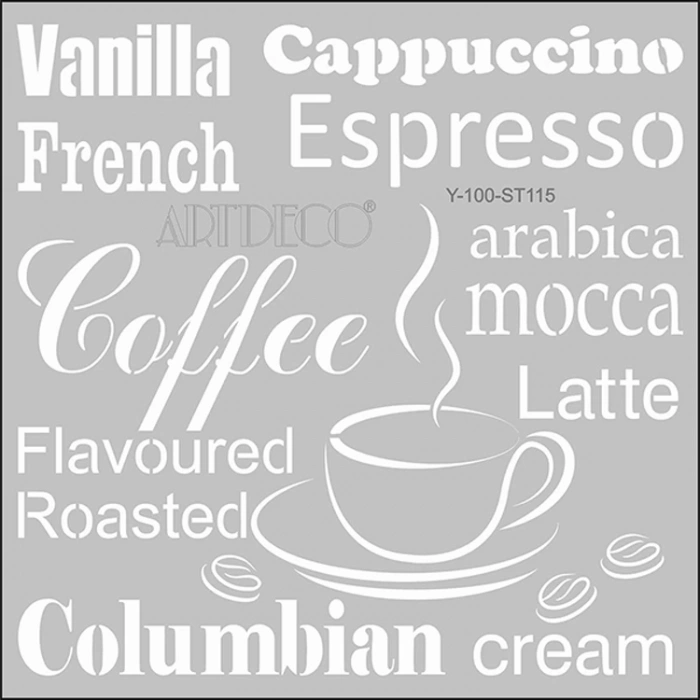 ARTDECO STENCİL 30X30CM KAHVE KELİMELERİ 115