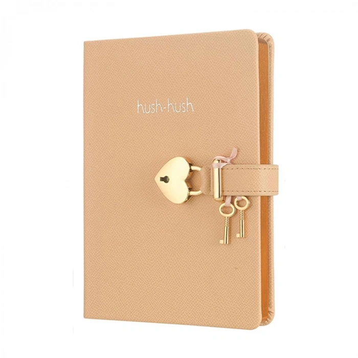 VICTORIAS JOURNALS 3301 HUSH HUSH KİLİTLİ 13x18cm 80gr.160YP. ÇİZGİLİ DEFTER ŞEFTALİ