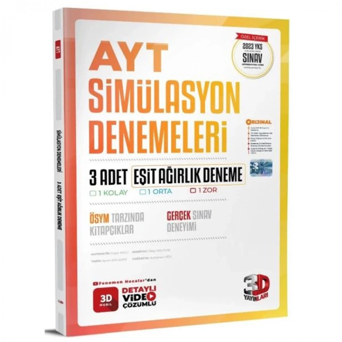 3D AYT  EŞİT AĞIRLIK SİMÜLASYON 3LÜ DENEME 2023