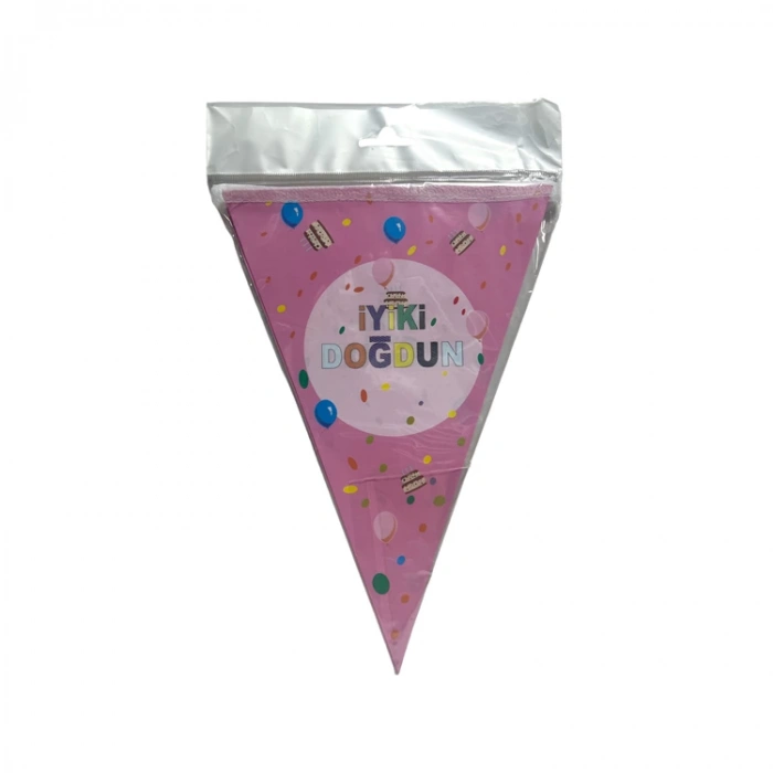 NEDİ  FLAMA ÜÇGEN İYİKİ DOĞDUN YAZI PEMBE NEDİ-10625