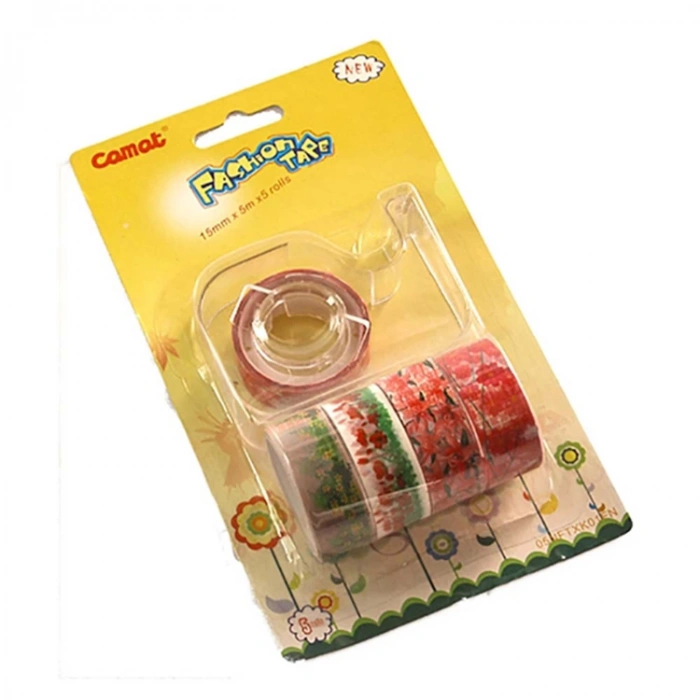 CAMAT RENKLİ BASKILI BANT 15MMX5M  5 RULO MAKİNALI